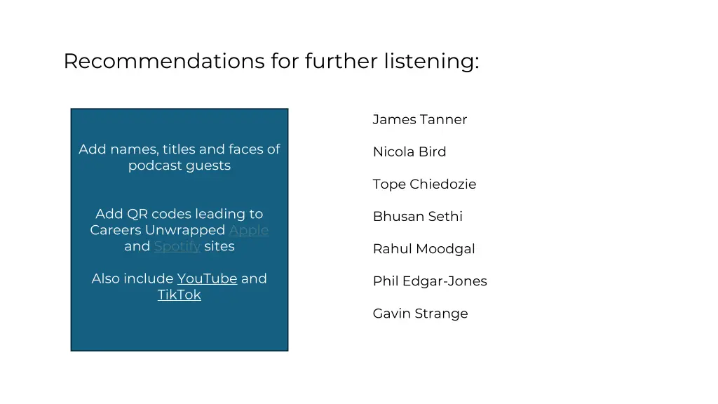 recommendations for further listening