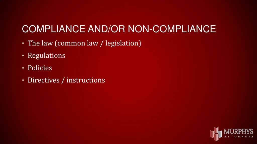 compliance and or non compliance