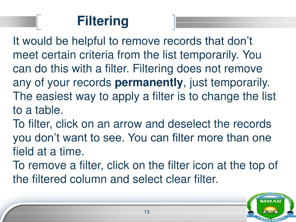 filtering