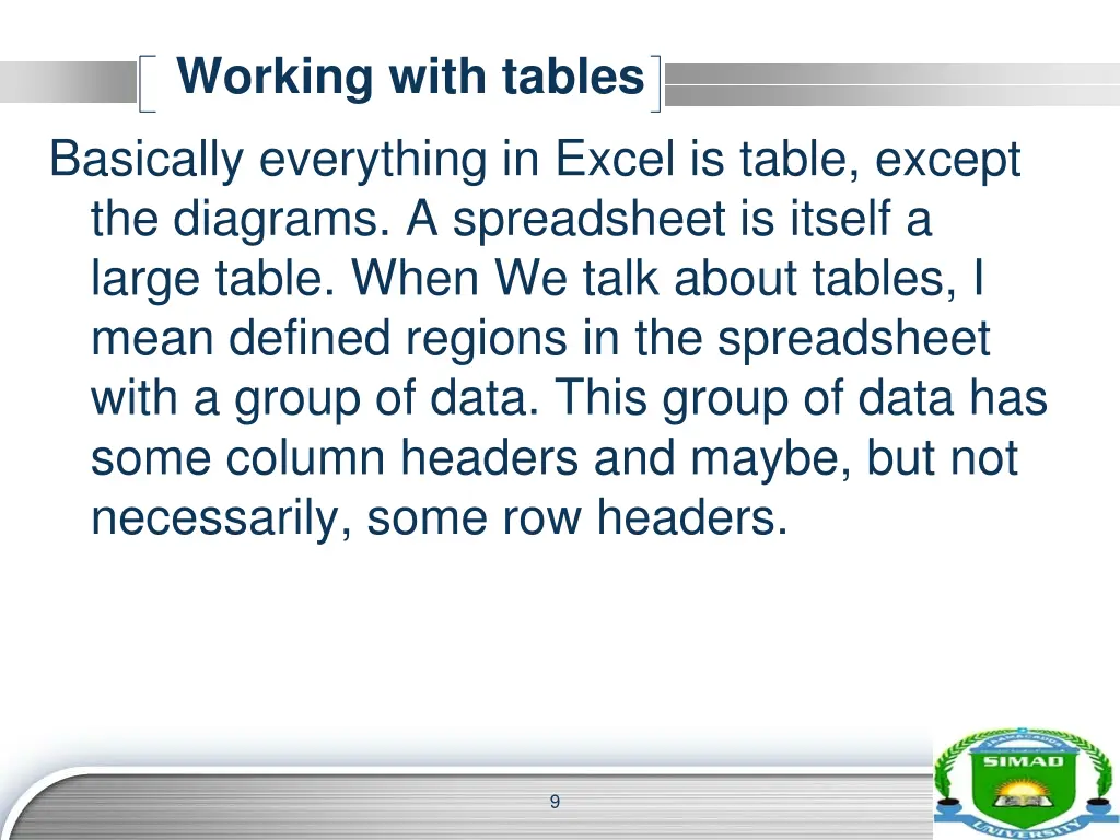 working with tables basically everything in excel