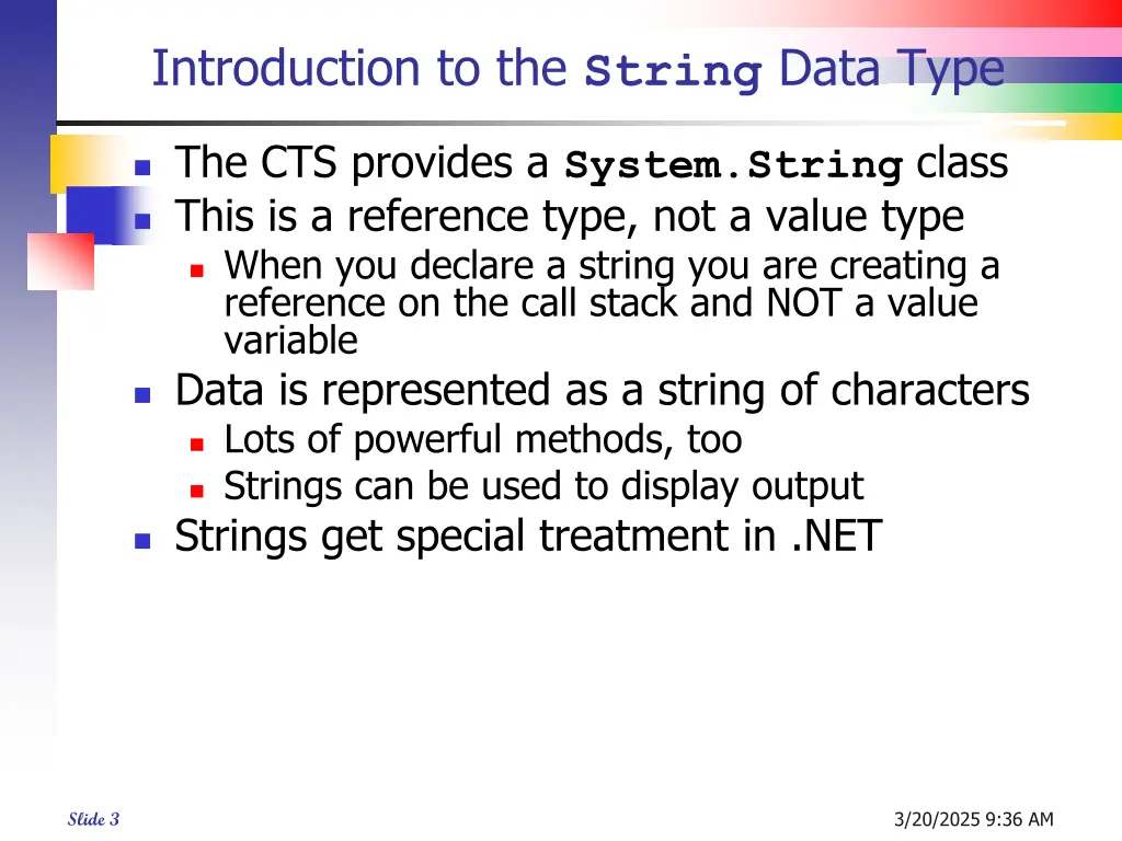 introduction to the string data type