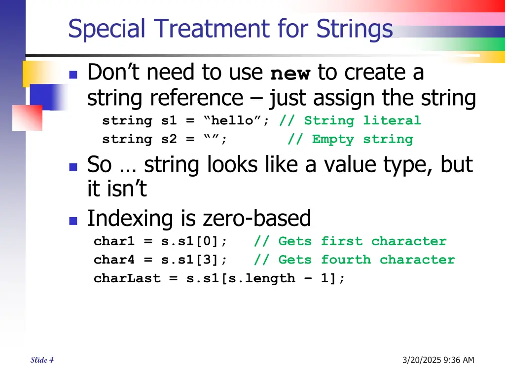 special treatment for strings