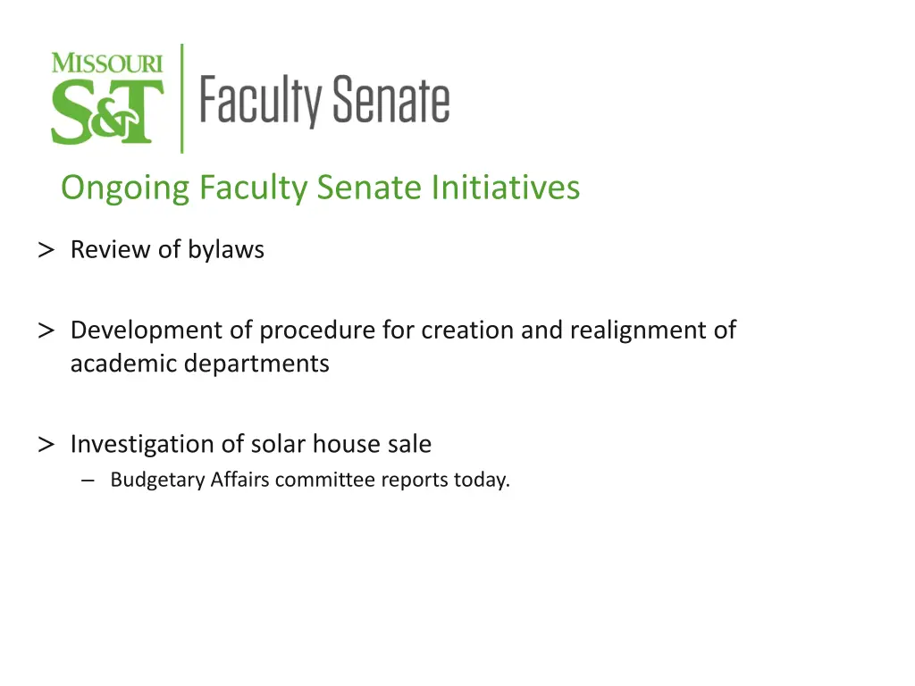 ongoing faculty senate initiatives