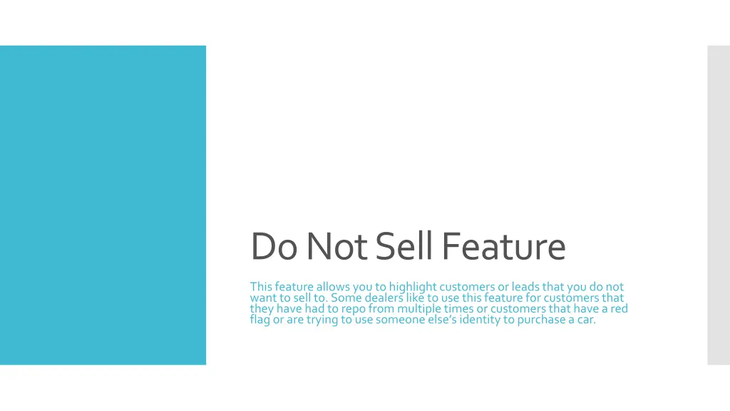 do not sell feature