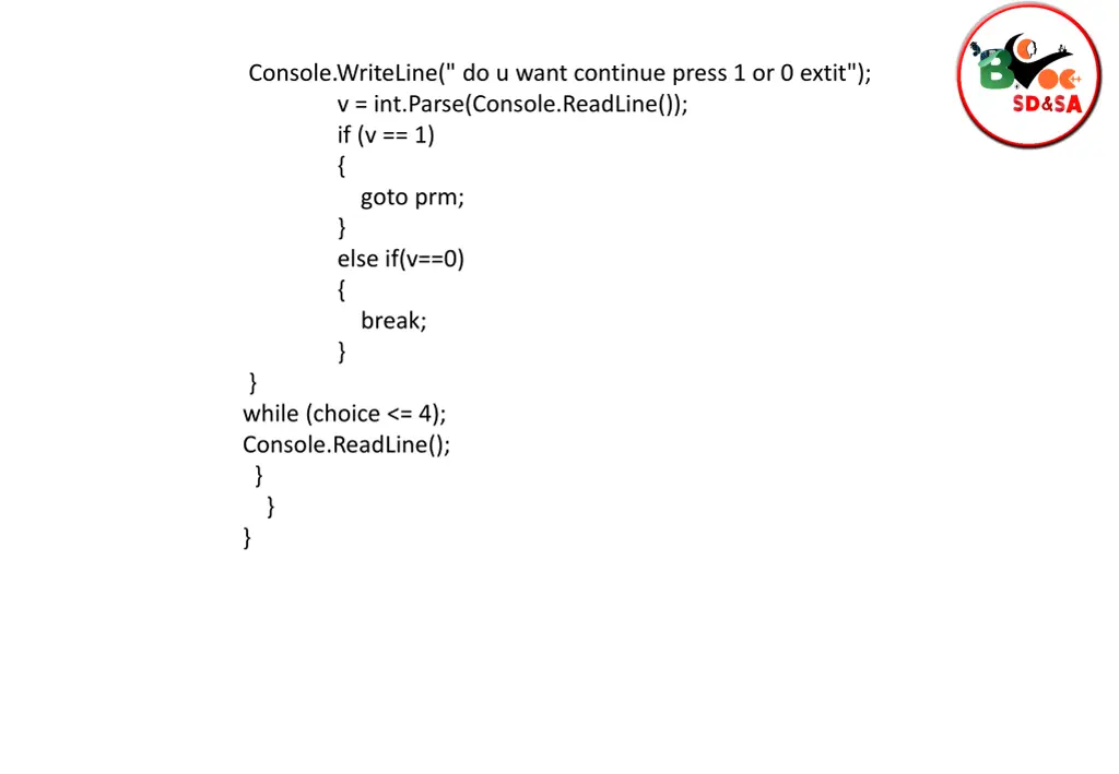 console writeline do u want continue press