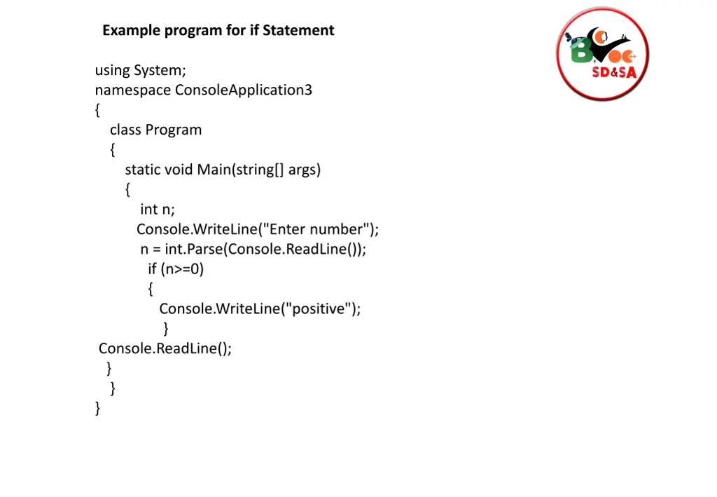 example program for if statement