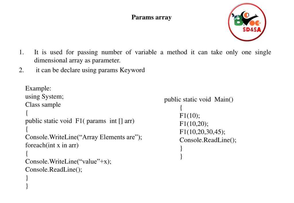params array