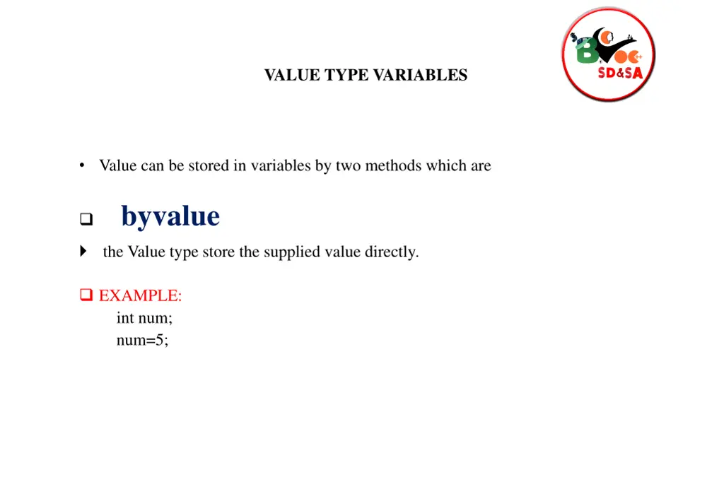 value type variables