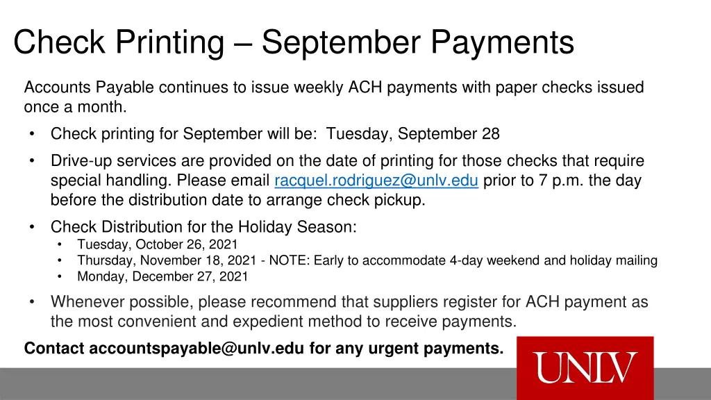 check printing september payments