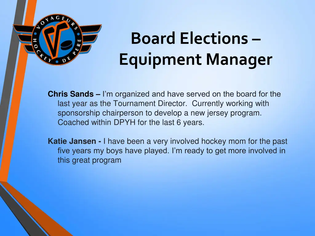 board elections equipment manager