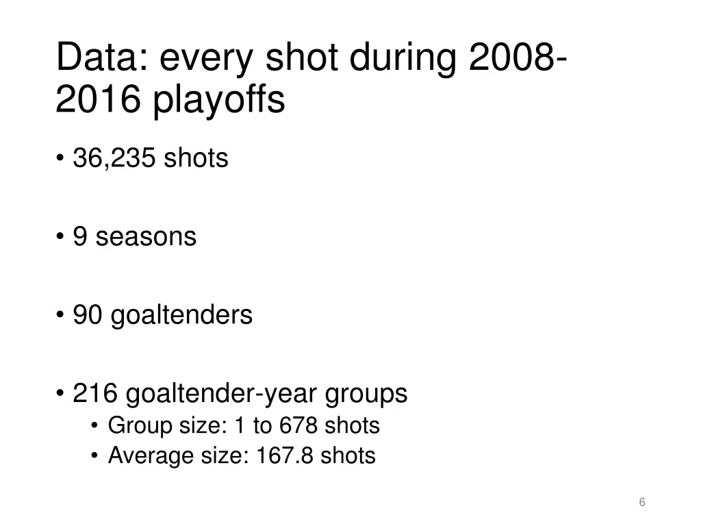 data every shot during 2008 2016 playoffs