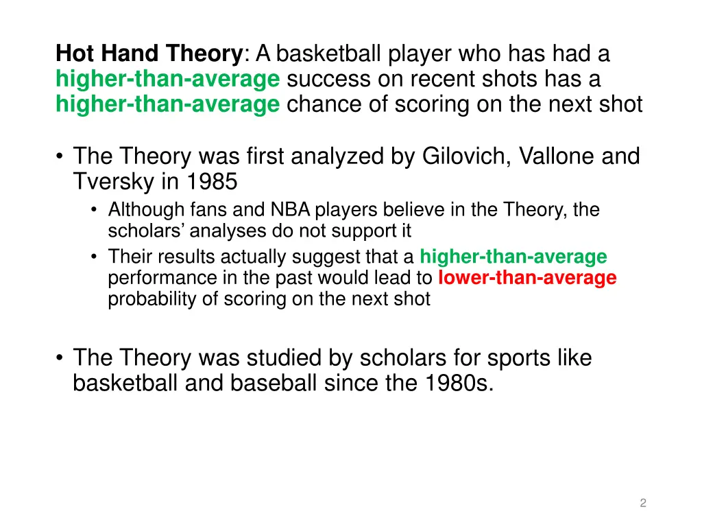 hot hand theory a basketball player