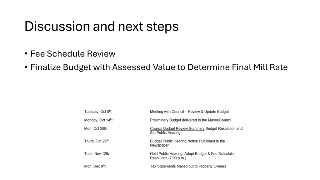 discussion and next steps