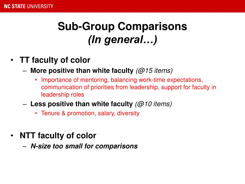 sub group comparisons in general 1
