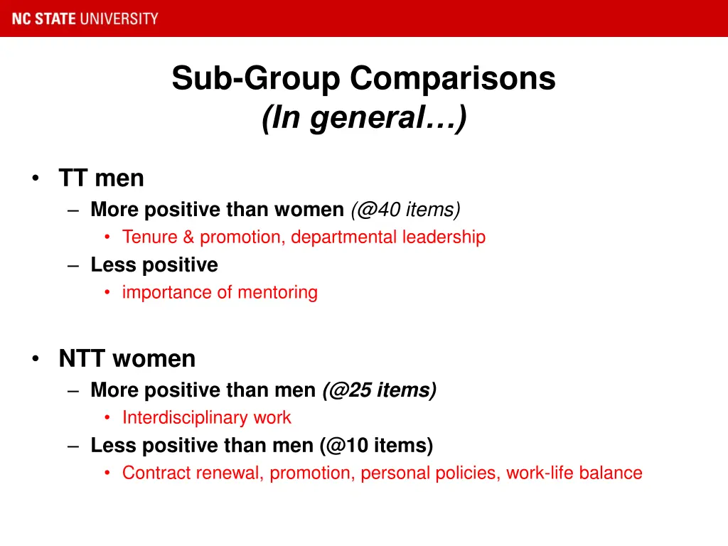 sub group comparisons in general 2
