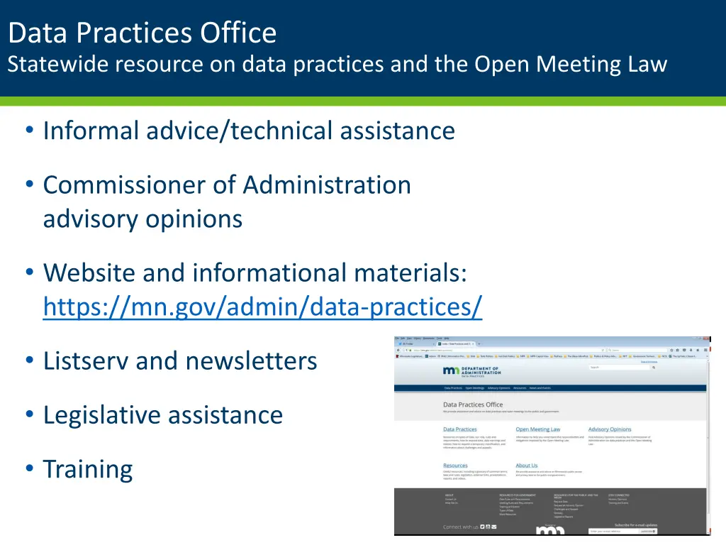 data practices office statewide resource on data