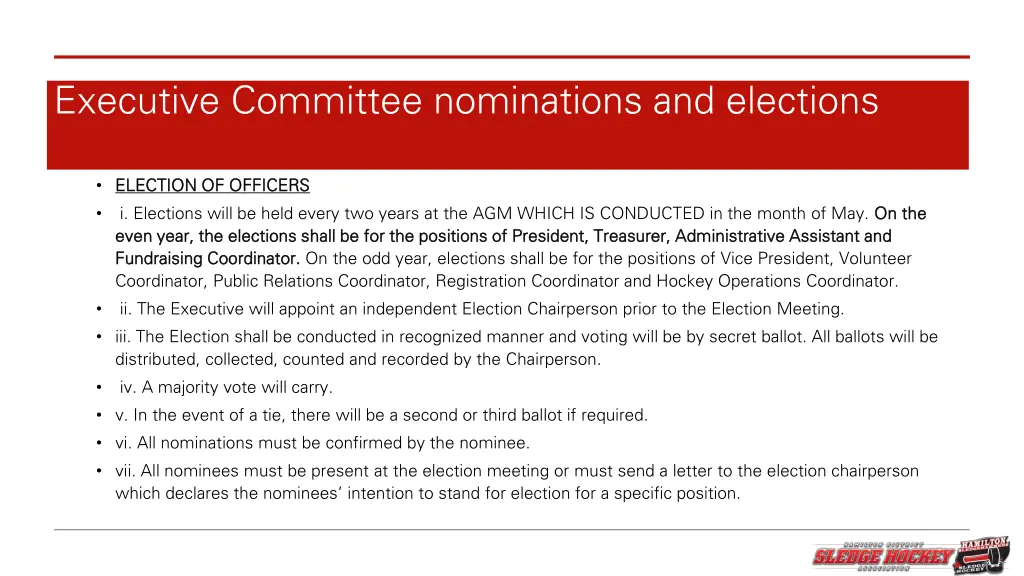 executive committee nominations and elections