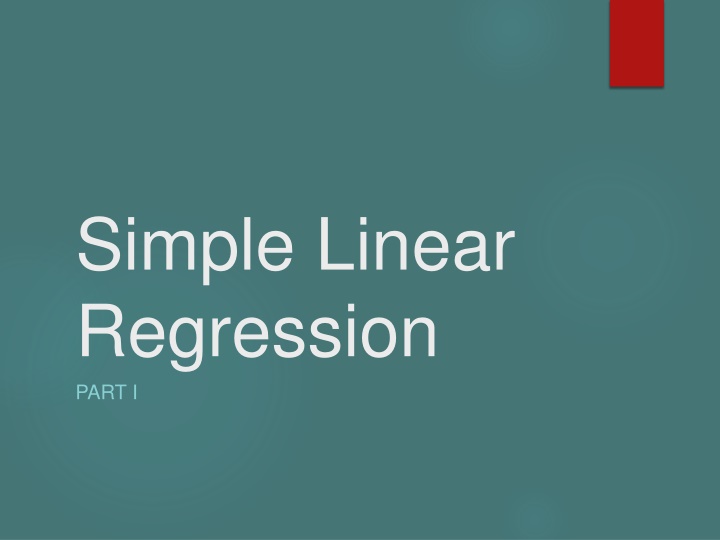 simple linear regression part i