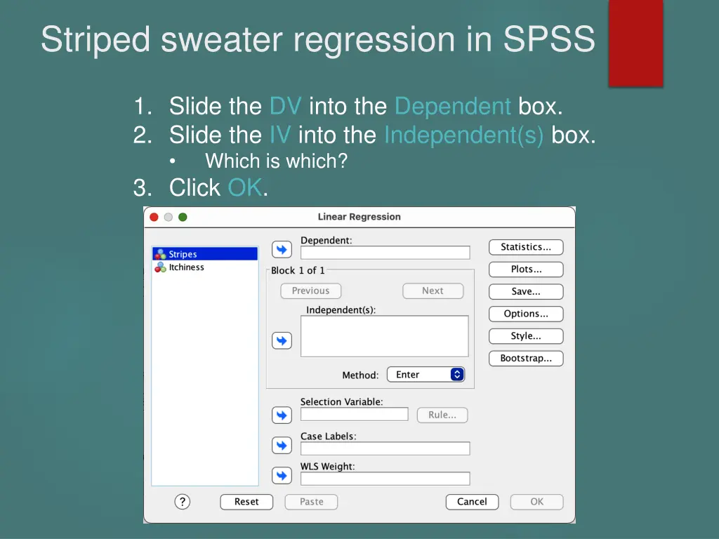 striped sweater regression in spss 1