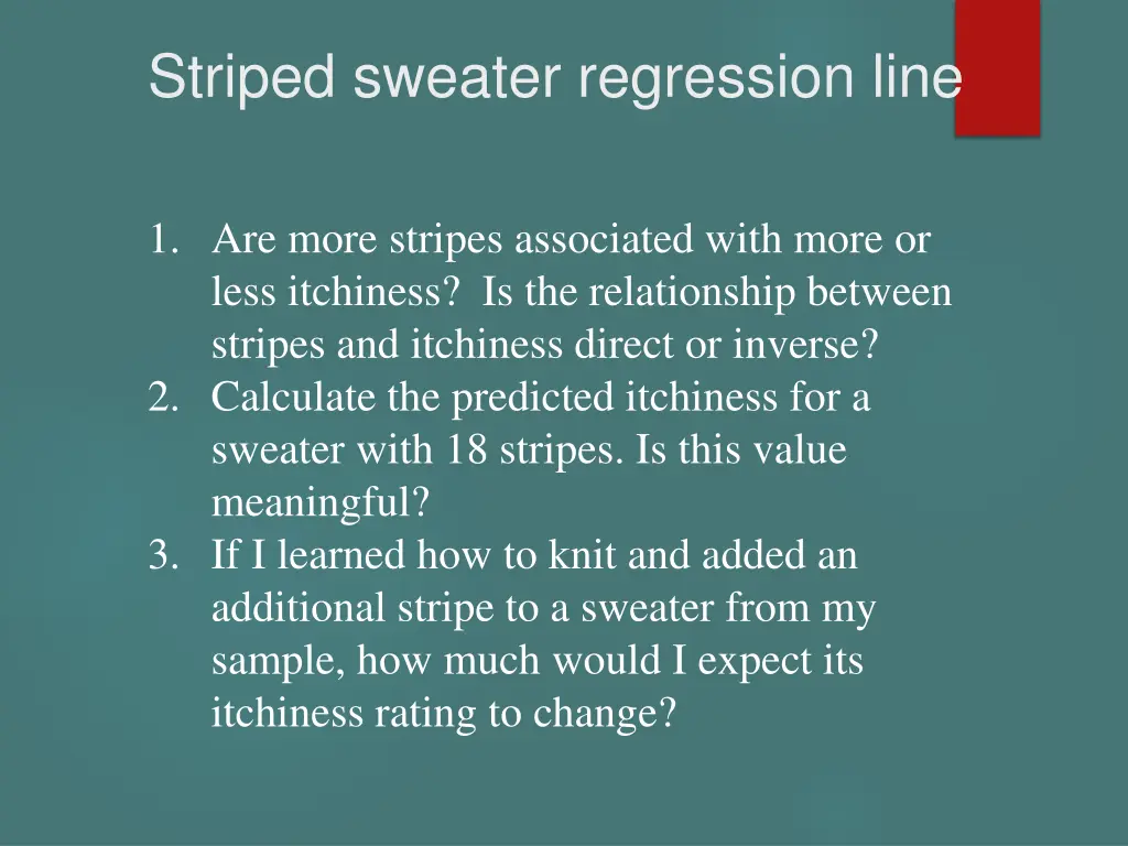 striped sweater regression line
