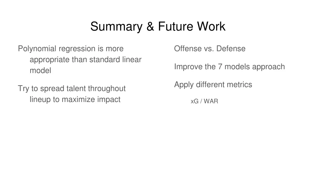 summary future work