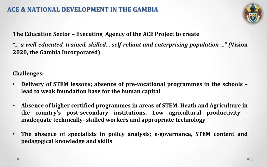 ace national development in the gambia