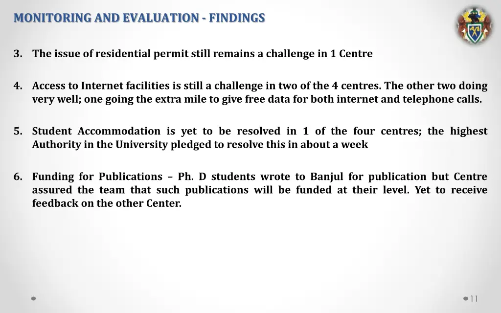monitoring and evaluation findings 2
