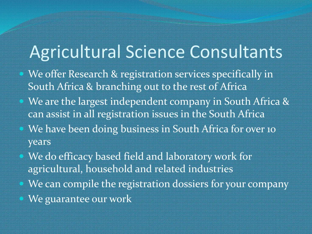 agricultural science consultants