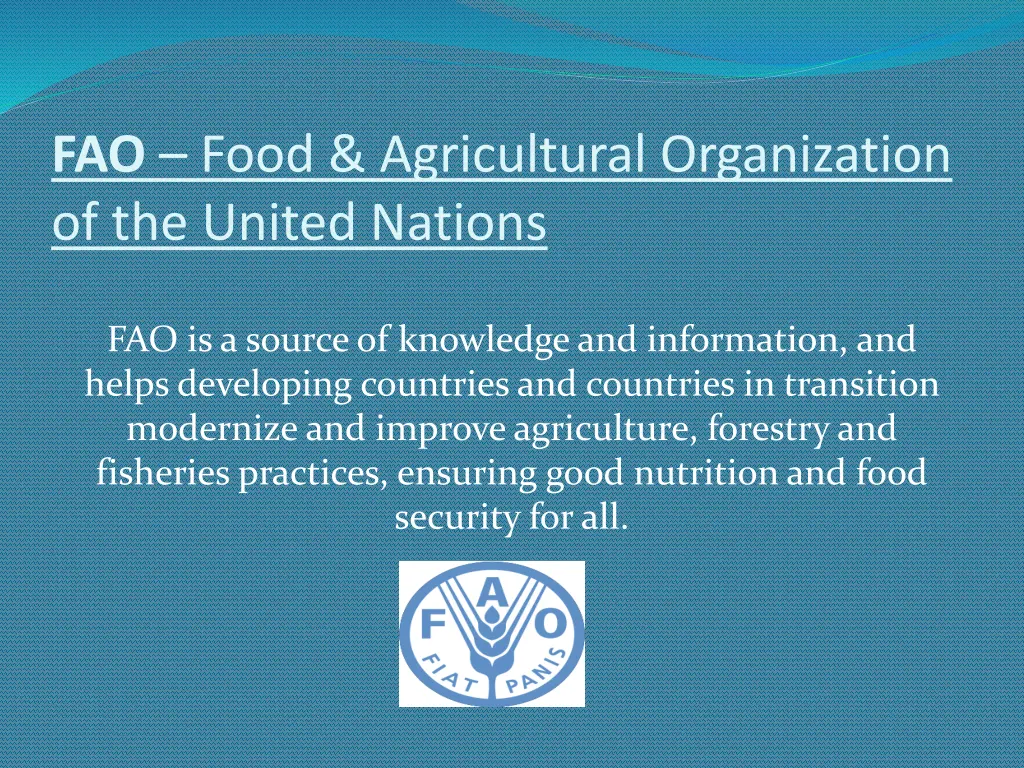 fao food agricultural organization of the united