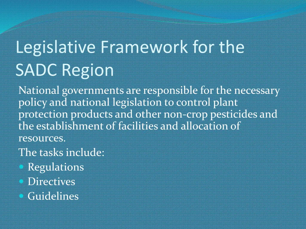 legislative framework for the sadc region
