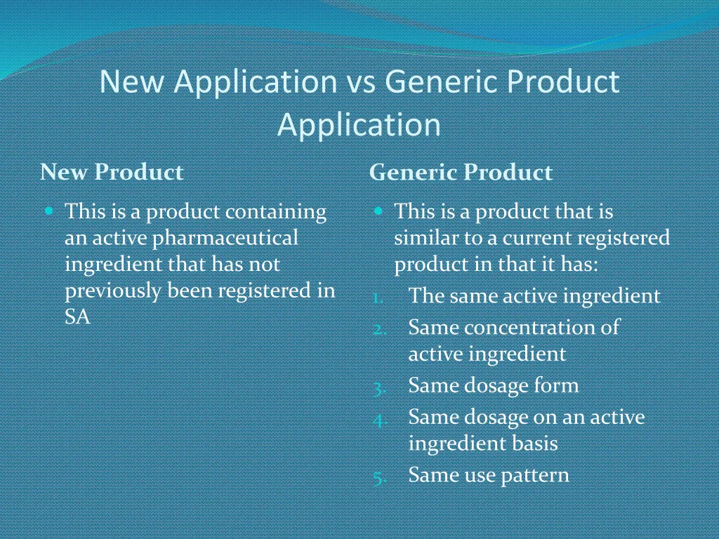 new application vs generic product application