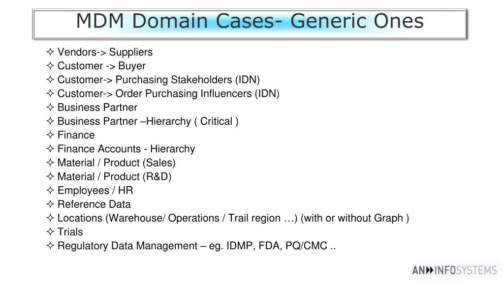 mdm domain cases generic ones