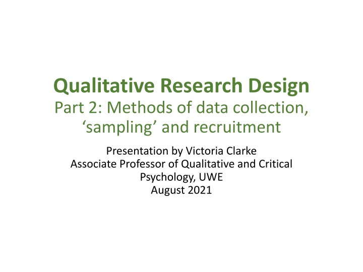 qualitative research design part 2 methods