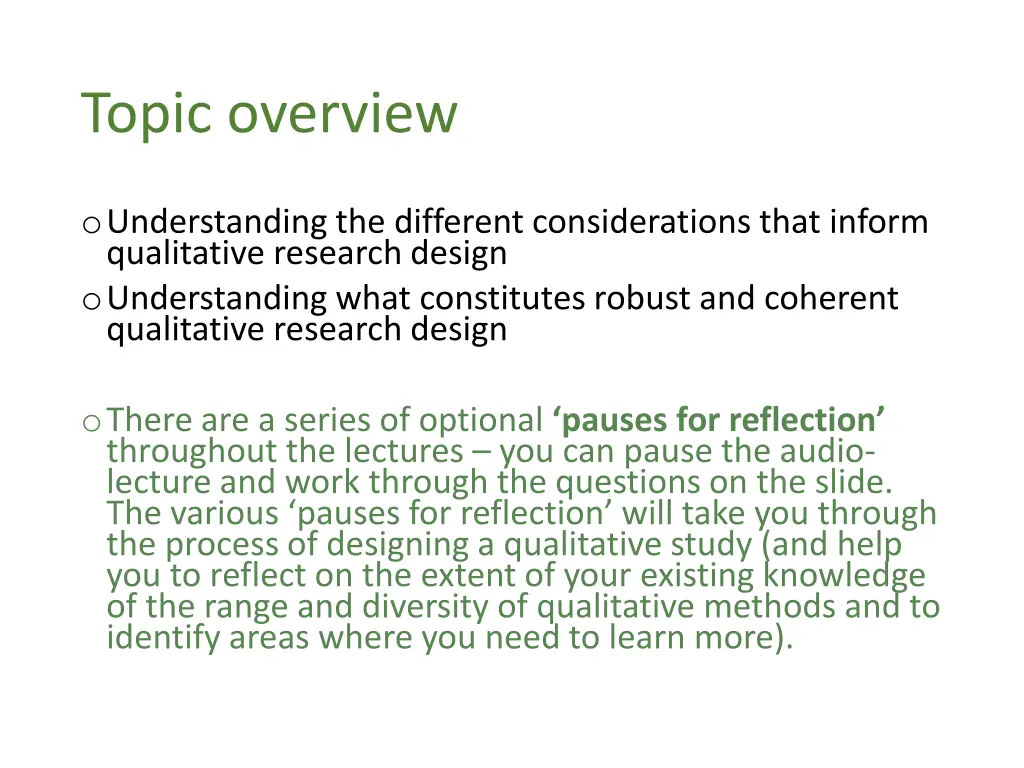 topic overview