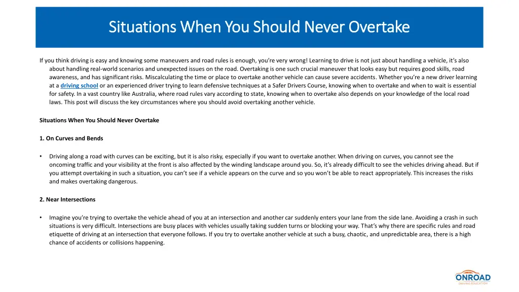 situations when you should never overtake 1