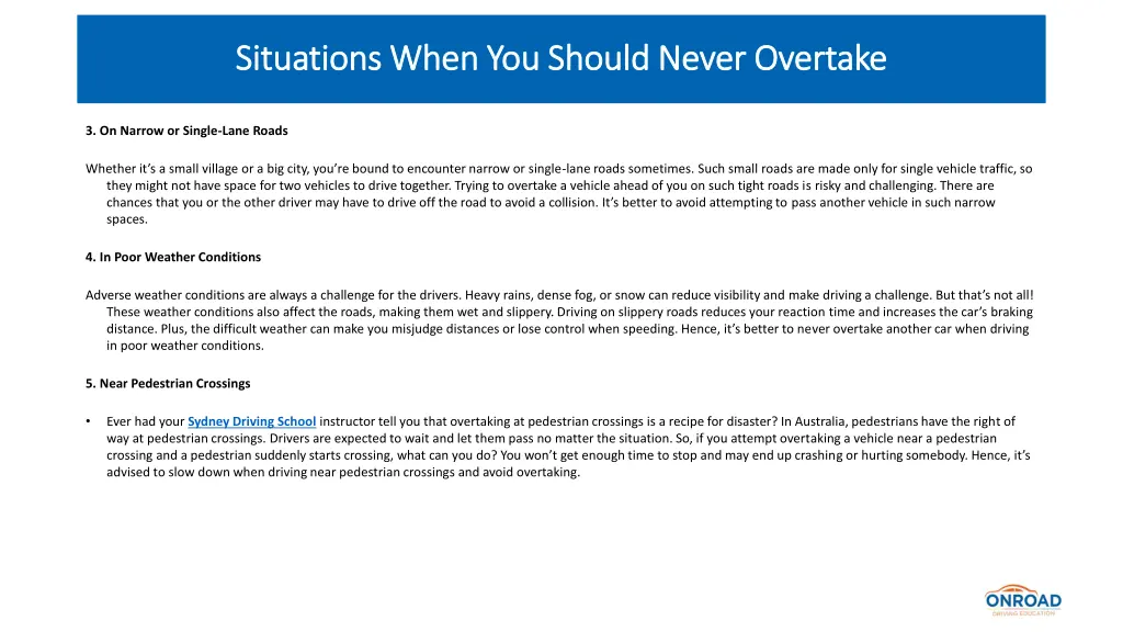 situations when you should never overtake 2