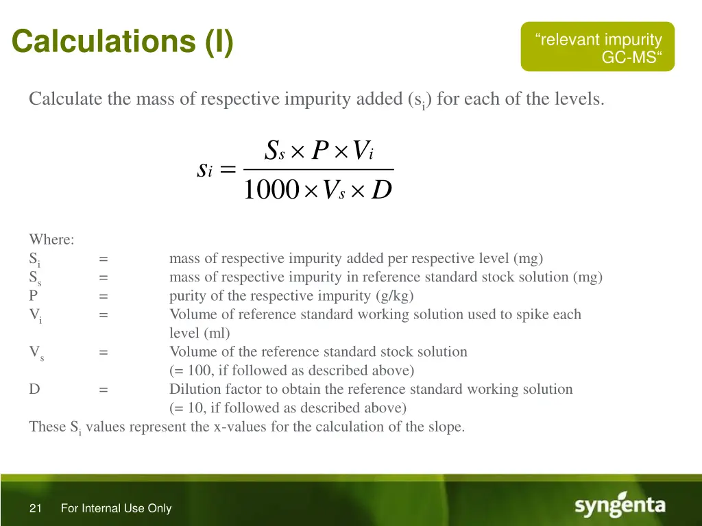 calculations i
