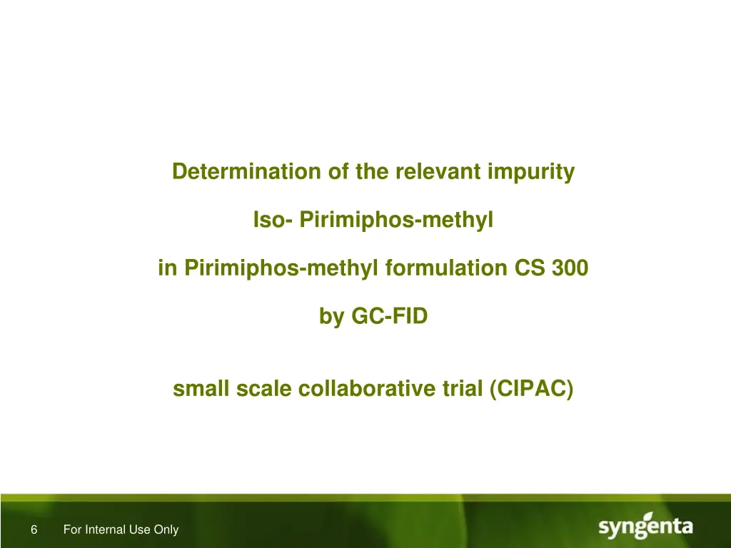 determination of the relevant impurity