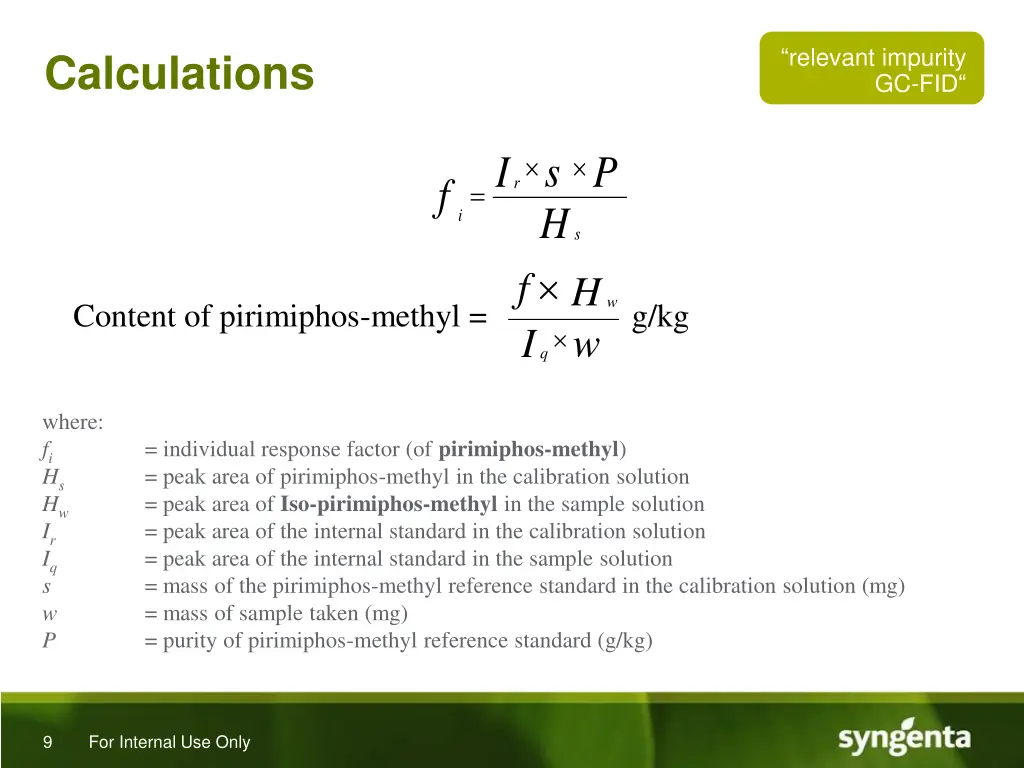 relevant impurity gc fid 1