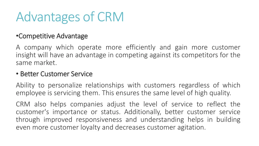 advantages of crm 4