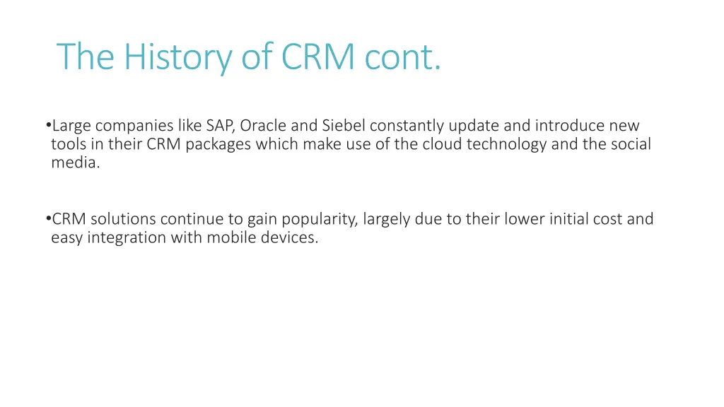 the history of crm cont