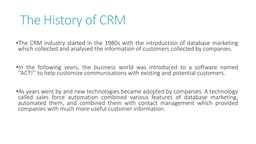 the history of crm