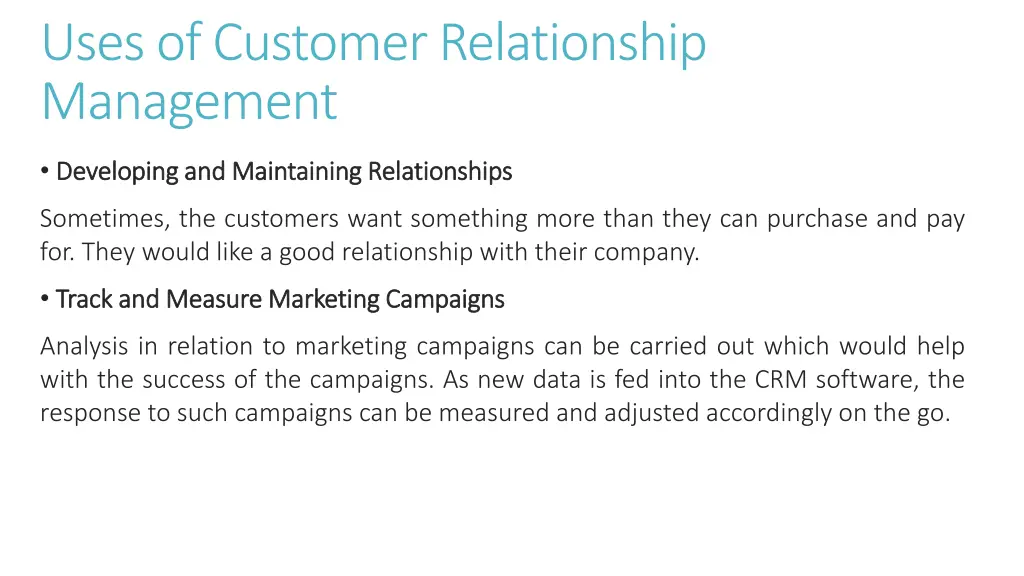 uses of customer relationship management 2