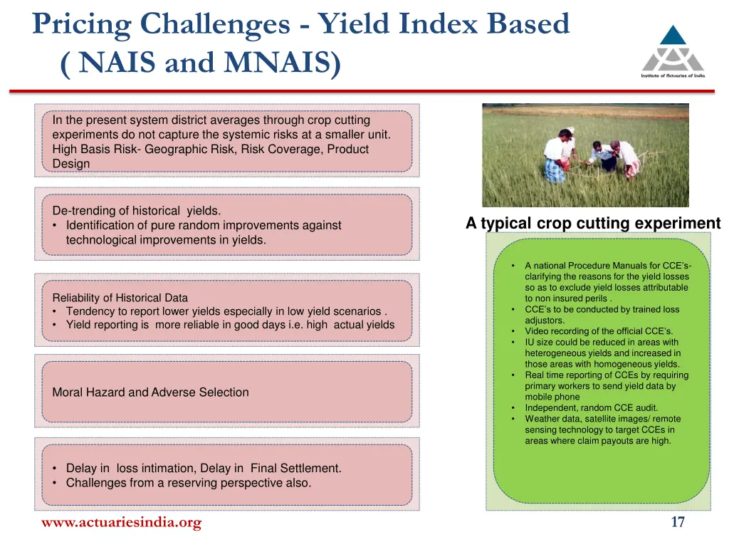 pricing challenges yield index based nais