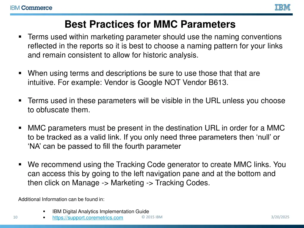 best practices for mmc parameters