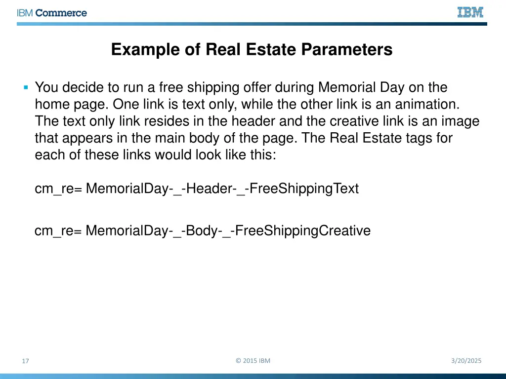 example of real estate parameters