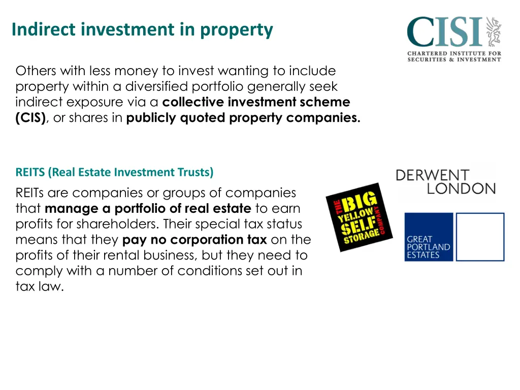 indirect investment in property