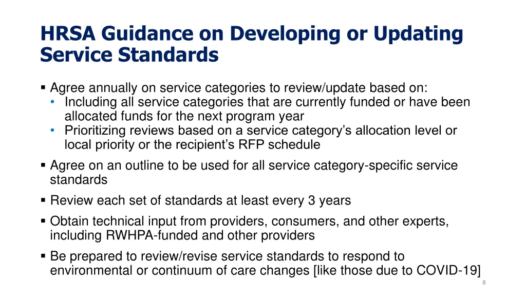 hrsa guidance on developing or updating service