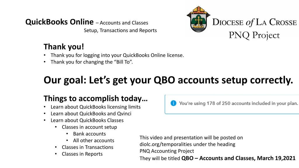 quickbooks online accounts and classes setup 1