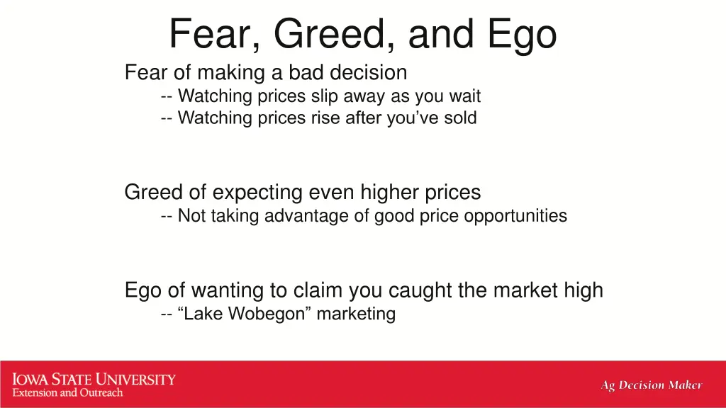 fear greed and ego